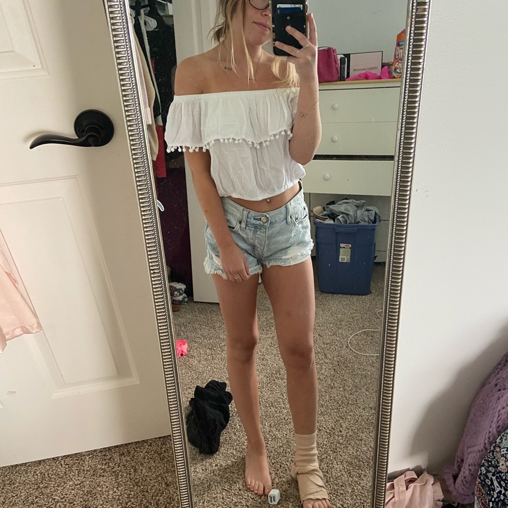 white off the shoulder crop top